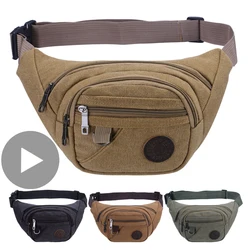 Waist Bag Canvas Fanny Pack For Men Women Belt Pouch Male Bum Hip Belly Banana Kangaroo Lady Side Mobile Phone Work Waistbag Sac