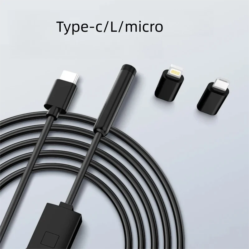 200W HD Autofocus Industrial Endoscope with 8 LEDs Semi-Rigid Cable for Automotive Pipeline Inspection Compatible with Android &