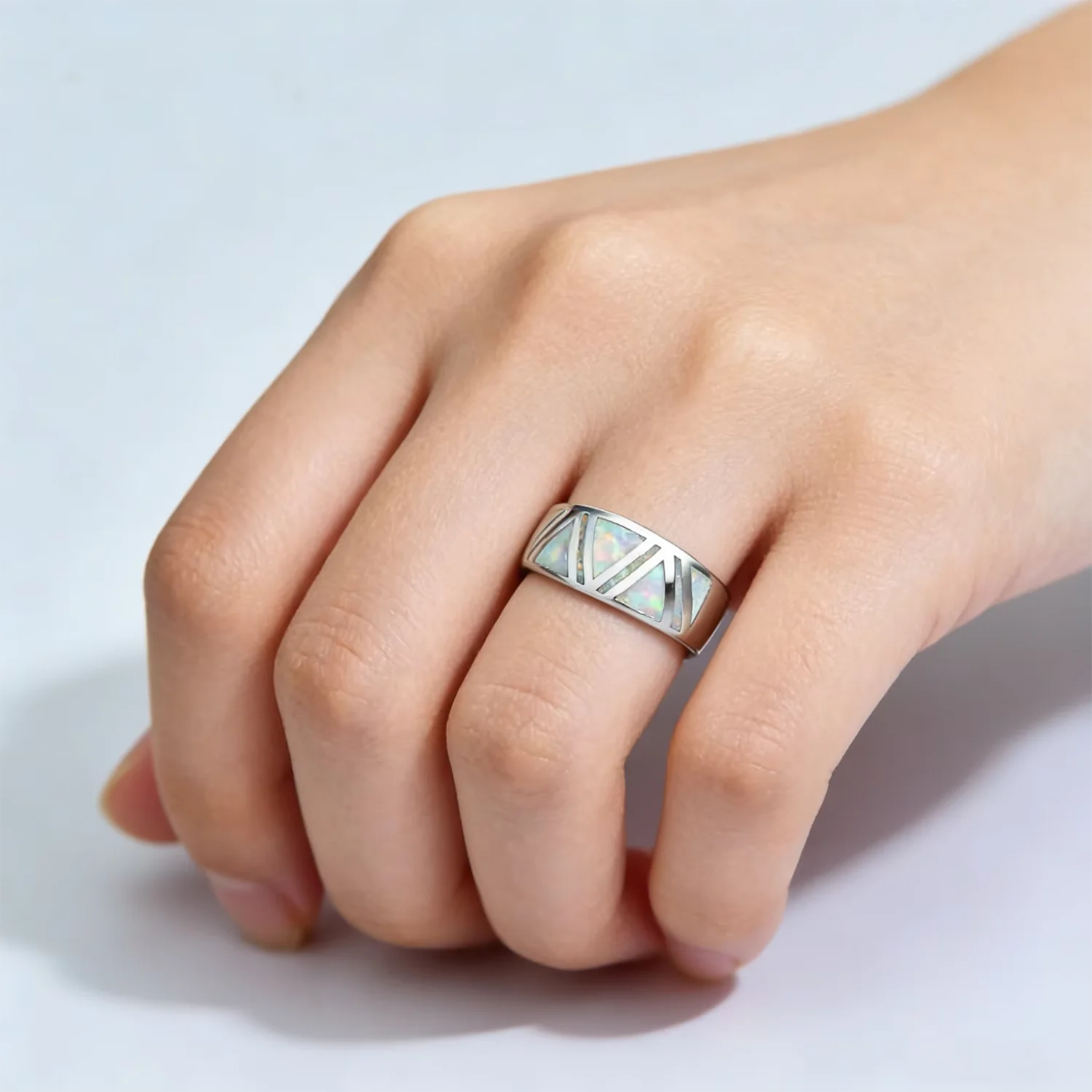 Euro Style Precious Fire Opal Gem White K Plated Rings For Women & Men Wholesale Fine Jewelry 2025 New Fashion Opal Jewelry
