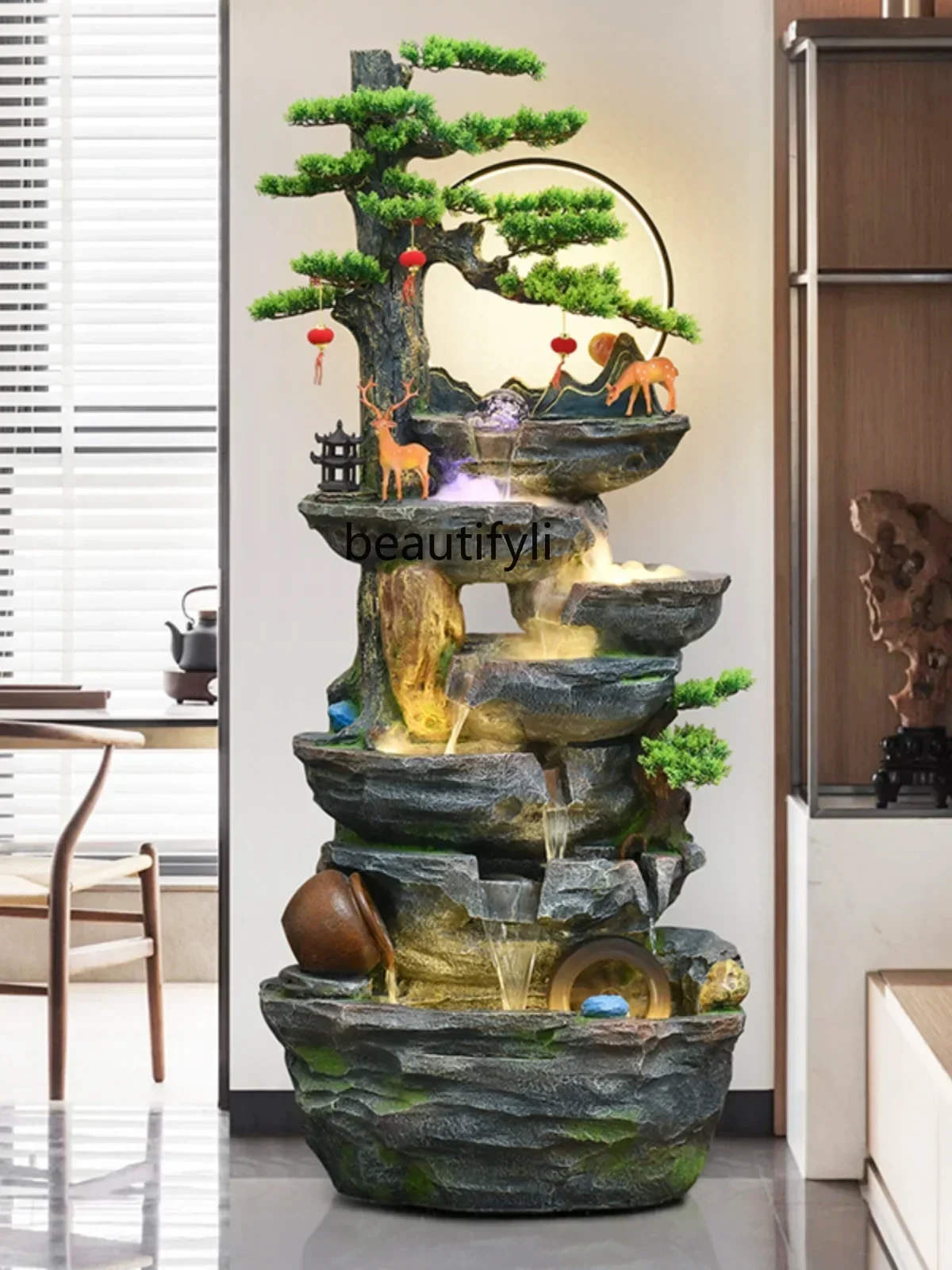 K18 A26 Large Floor Artificial Mountain and Fountain Decoration Living Room Office Fortune Decoration Mountain 5