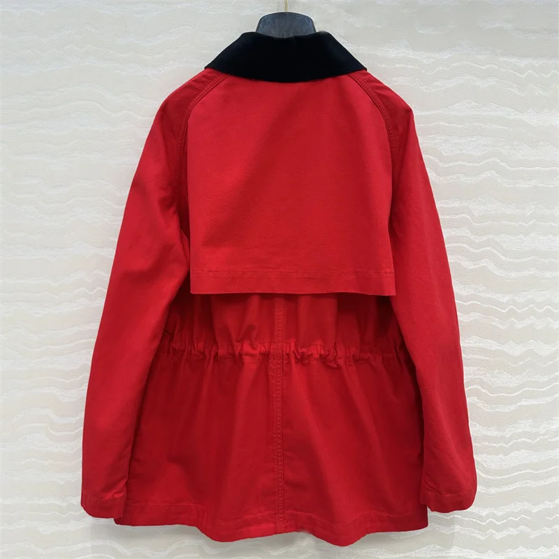 Veste femme nouveau automne 2025 couleur bloquant patchwork revers haut à manches longues haute qualité pur coton manteau femme vêtements d'extérieur