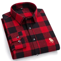 New in shirt plus size7xl 100%cotton sanding long-sleeve shirts for men slim fit formal plain plaid shirt korean popular clothes