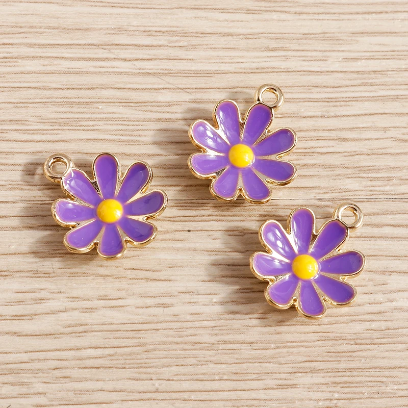 Tusember 10 Stück vergoldete, bunte, niedliche Gänseblümchen-Anhänger für DIY-Schlüsselanhänger, Ohrringe, Armbänder, Schmuckherstellung und Zubehör – Detail 14