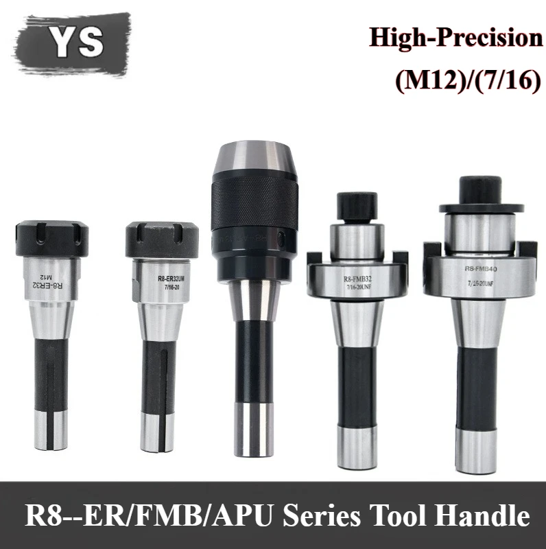 

R8 ER FMB APU ER16/20/25/32/40 FMB22/27/32/40 APU13 Tool Holders M12 Thread 7/16 Milling Machine Tool Holders Conical Handle Rod