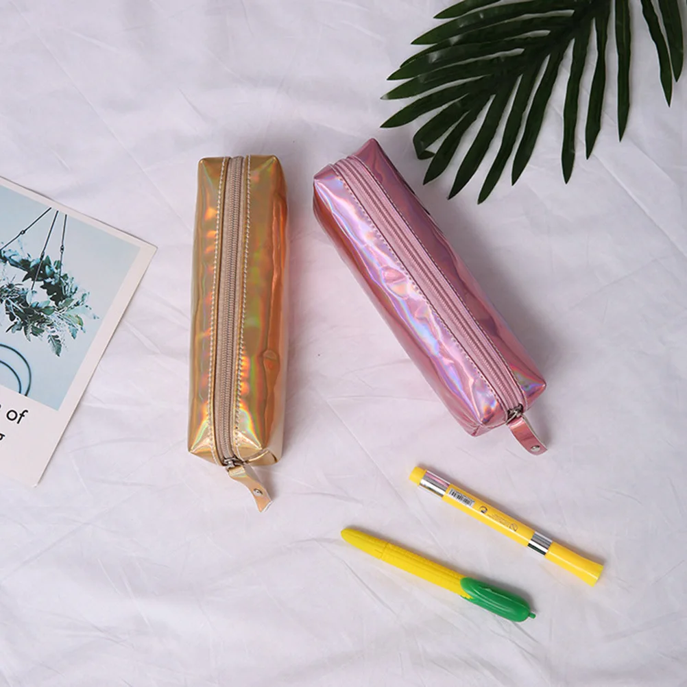 

Laser Bag Glitter Pencil Case Pink Light Portable For School Students Travel Pouch Pencil Bag Pen Pouch