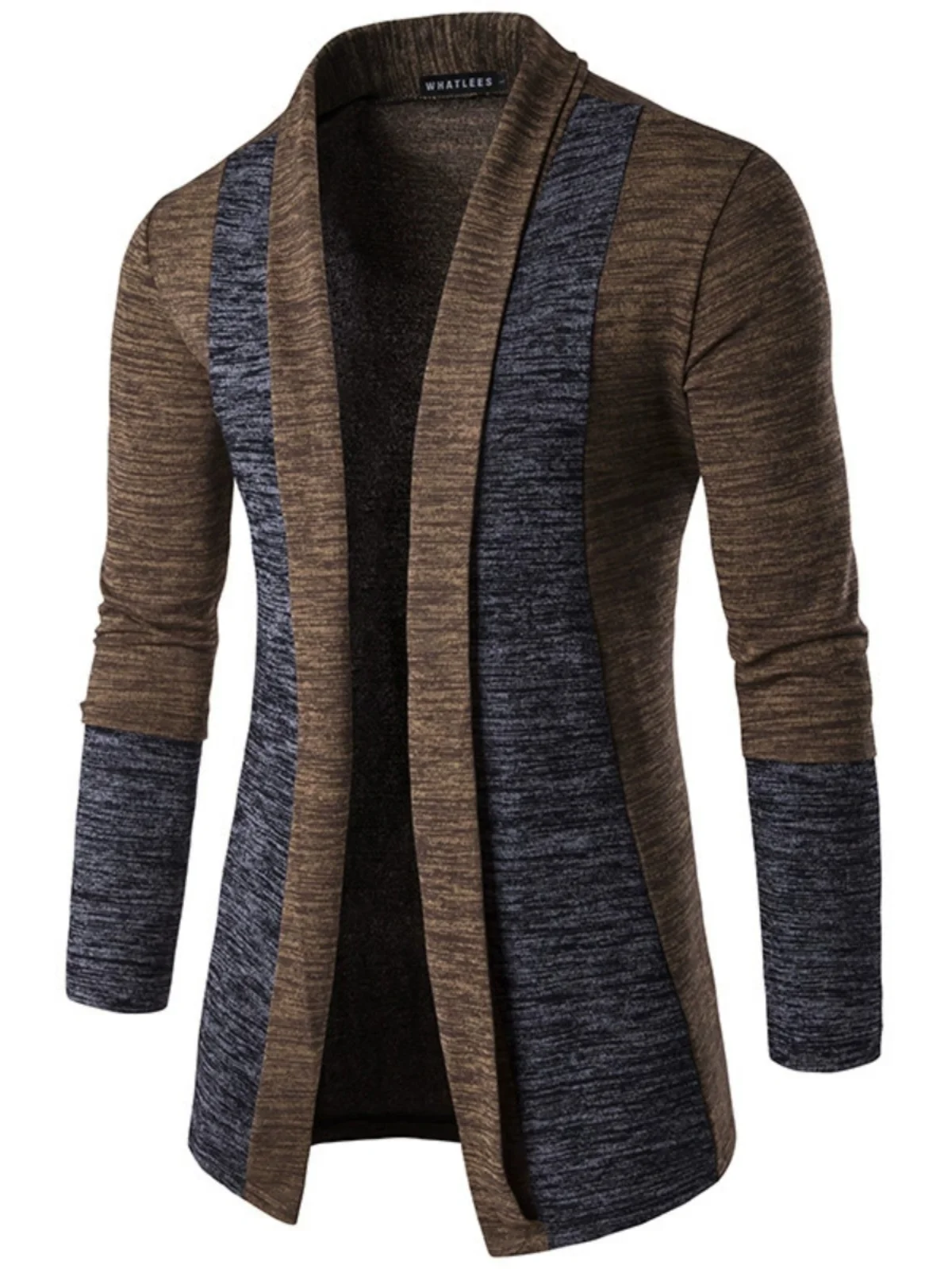 

Busin Men's Patchwork Knit Long Sve Cardigan Cotton Blend Fabric round Ne Faion Urban Sle Commute Suitable