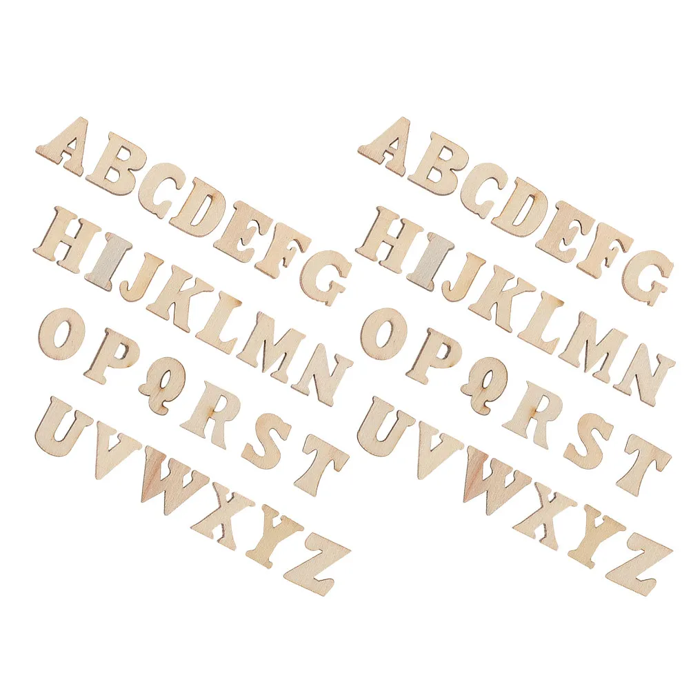 104Pcs Blank Wooden Letter Cutouts Unpainted Smooth DIY Craft Letters for Wedding Decor Birthday Reminder Gift Card