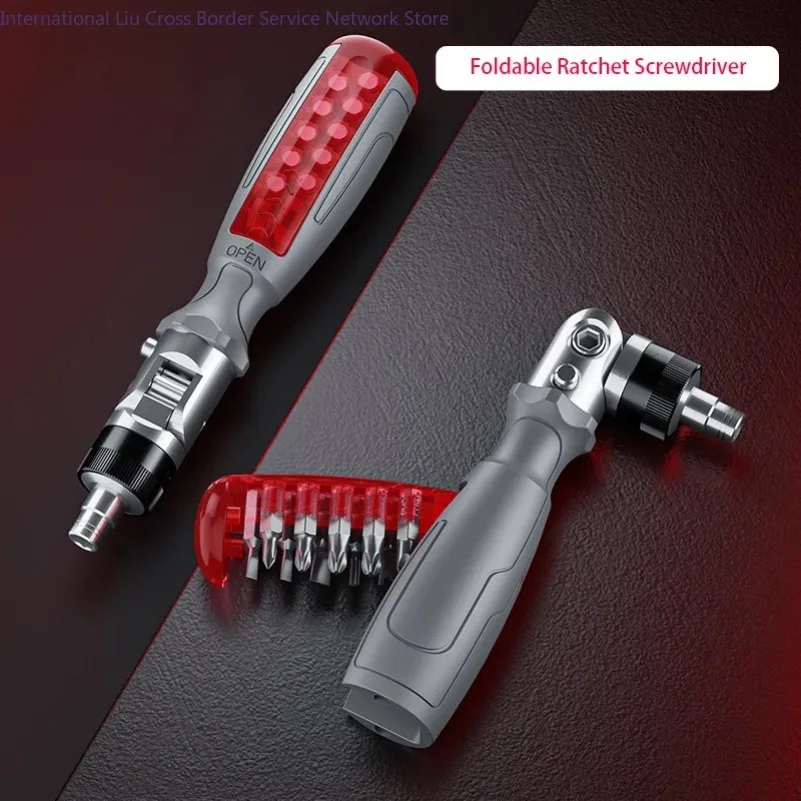 Multi-angle Handheld Foldable Ratchet Screwdriver  Multi-Bit Screw Driver Electrician Disassembly Hand  Maintenance Tools