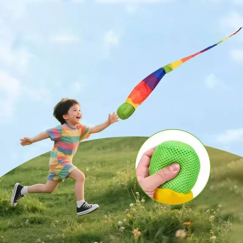 Rainbow Comet Ball Soft Tail 65cm Indoor Outdoor Play Ball Throwing Receiving Ball Park Sports Relax Coordination Training Toys