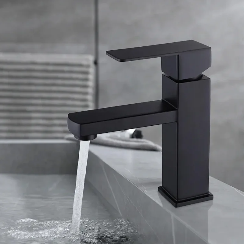 Modern Matt Black Bathroom Hot Cold Vessel Sink Faucet Single Handle Basin Mixer Tap