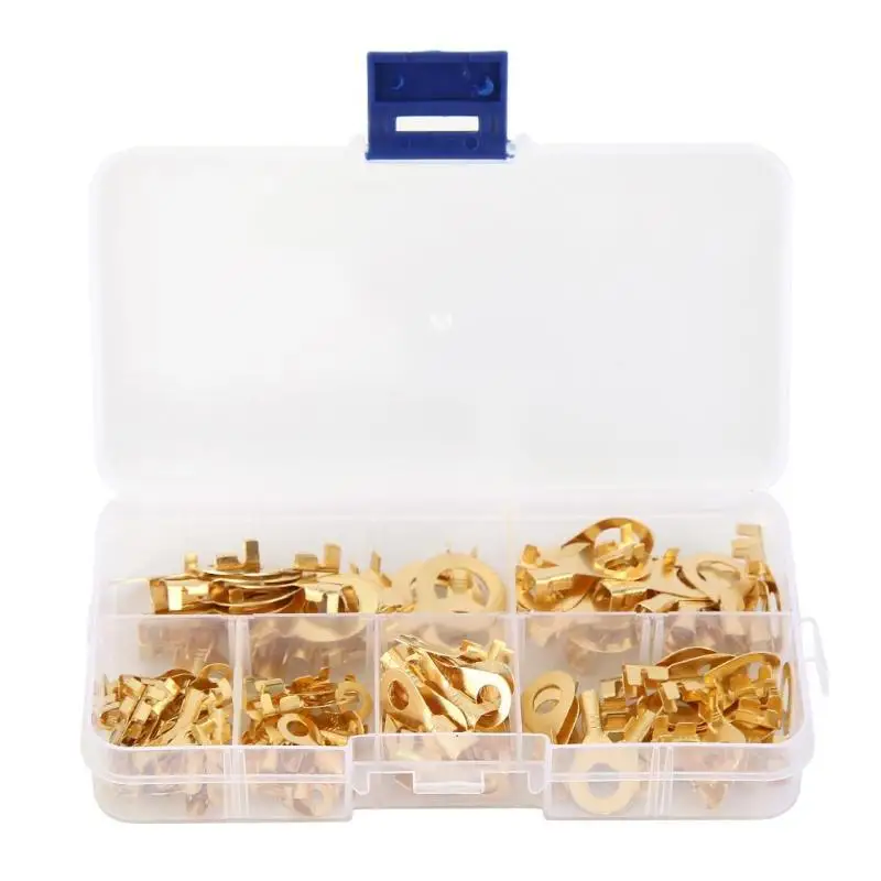 150pcs M3/M4/M5/M6/M8/M10 Ring Lugs Eyes Copper Crimp Terminals Cable Lug Wire Connector Non-insulated Assortment Kit