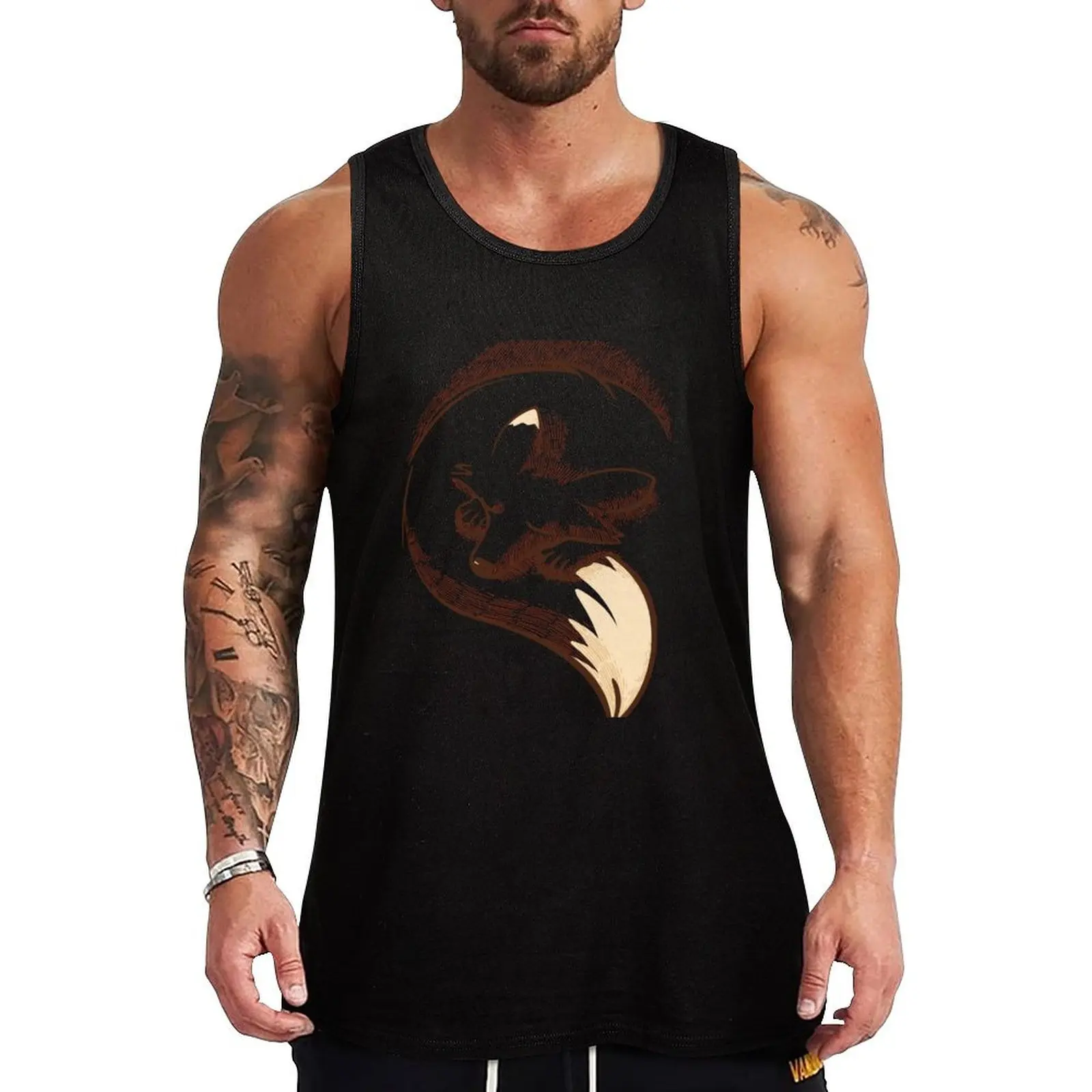 The fox is sleeping Tank Top summer clothes man 2024 Sports clothing Men's gym clothing