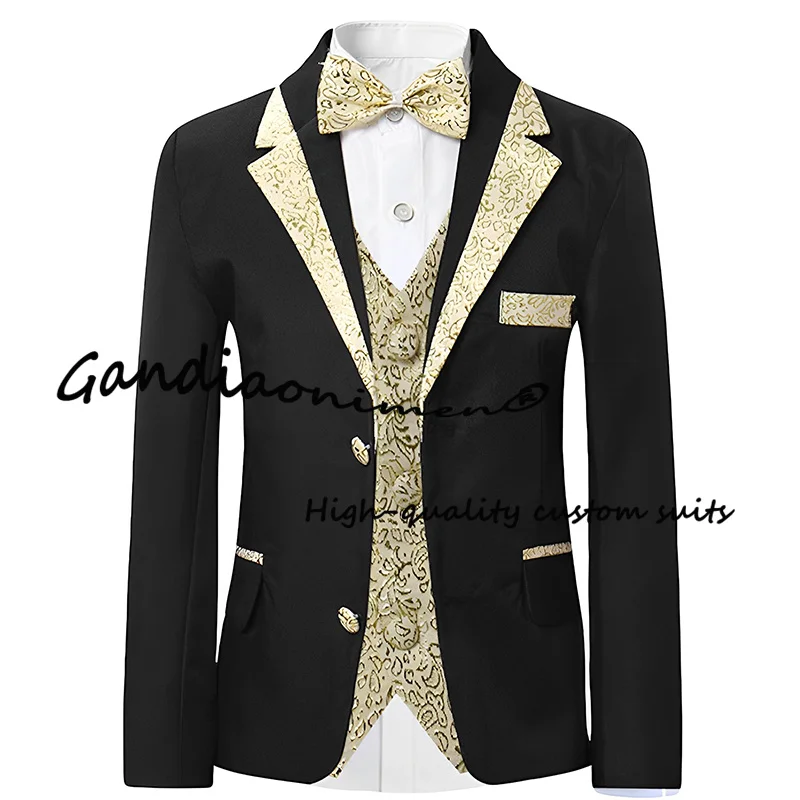 Kids 3 Piece Suit Boys Tuxedo Shawl Lapel Children's Formal Suits for Wedding Dress Suits Blazer