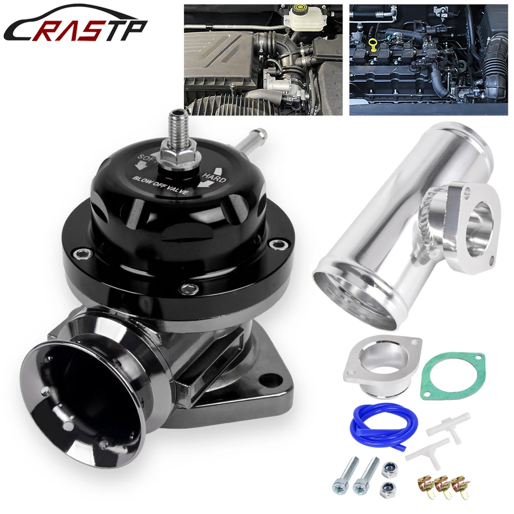 RASTP-Type-RS Blow Off Valve Adjustable 25psi BOV Blow Dump Adaptor with 63mm or 76mm Flange Pipe Aluminum Alloy BOV129