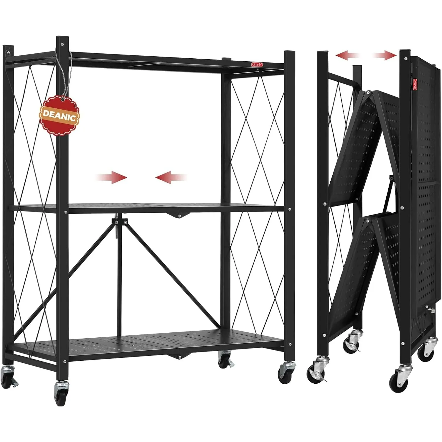 

Large Capacity Shelving Unit, Freestanding Metal Wire Shelf Rack, No Assembly Organizer Rack for Garage Kitchen