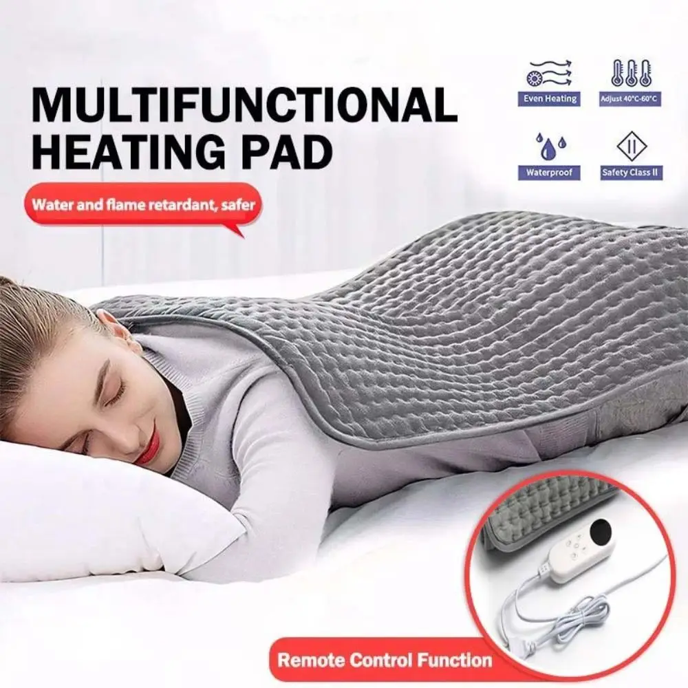 

New Soft Plush Electric Blanket 30*60CM Grey Electric Heating Pad UK Plug Multifunctional Body Heater Home Use
