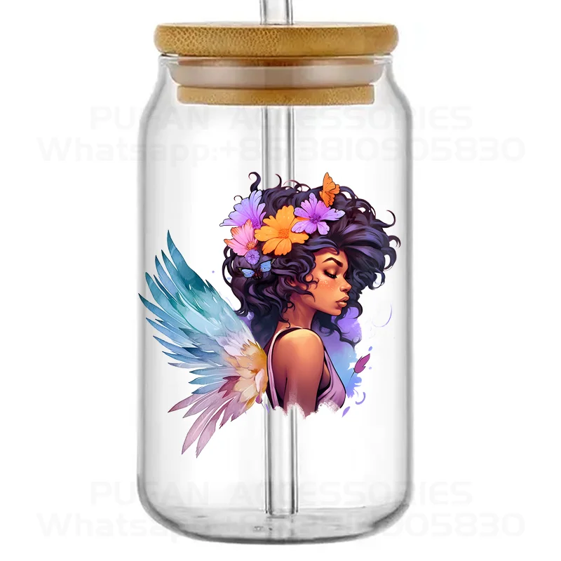 Tumbler Wraps Transfers Fairy Black Girl Design 16Oz Uv Dtf Pegatinas Uvdtf Cold Cup Wrap