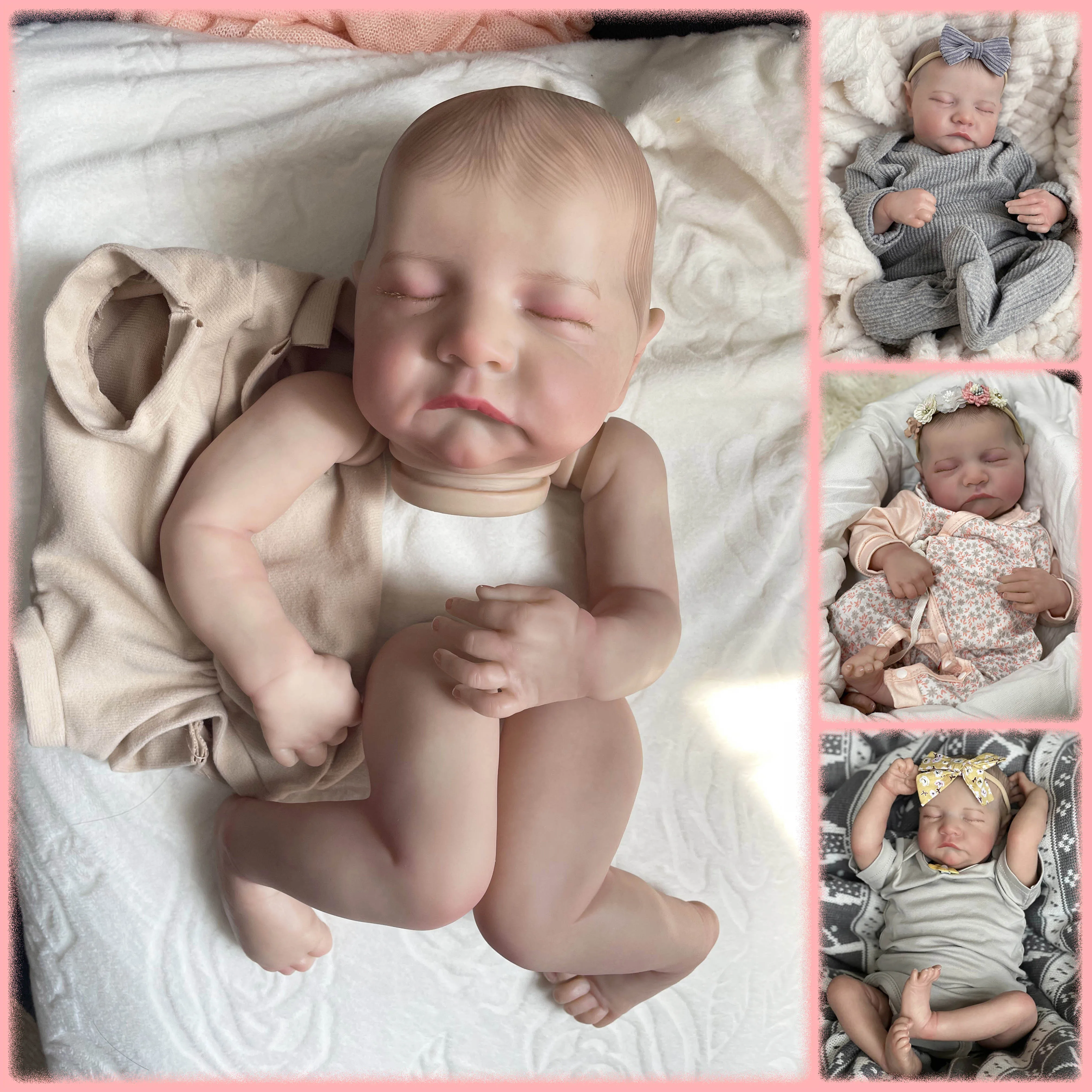 19inch Levi Sleeping Reborn Doll Kit Lifelike 3D skin Multiple Layers Painting Doll Parts With Visible Veins Hand Draw Hair