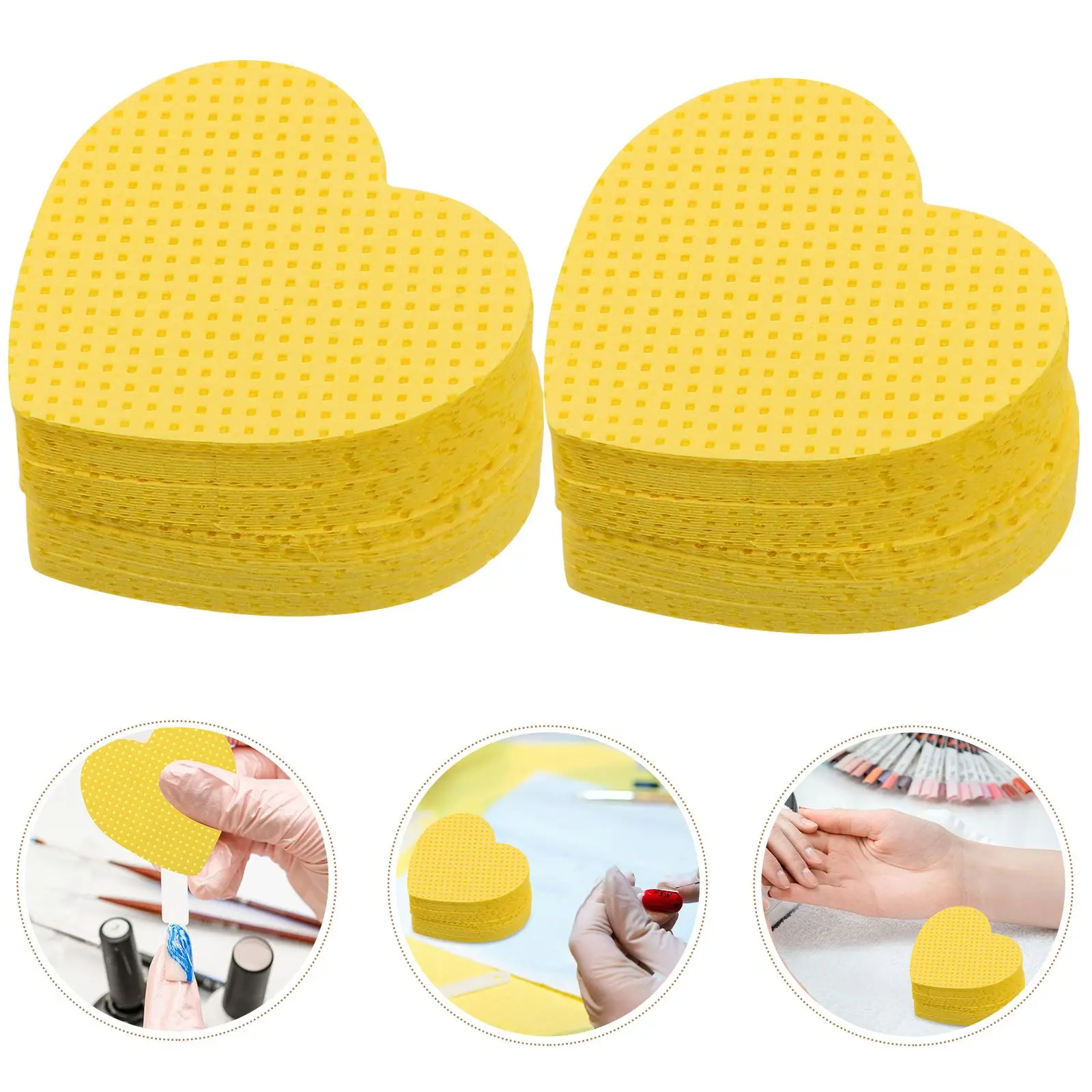 200 أصفر على شكل قلب مزيل الأظافر وسادات قطنية هلام البولندية خالية من الوبر مناديل أظافر السفر صالون مانيكير أساسي