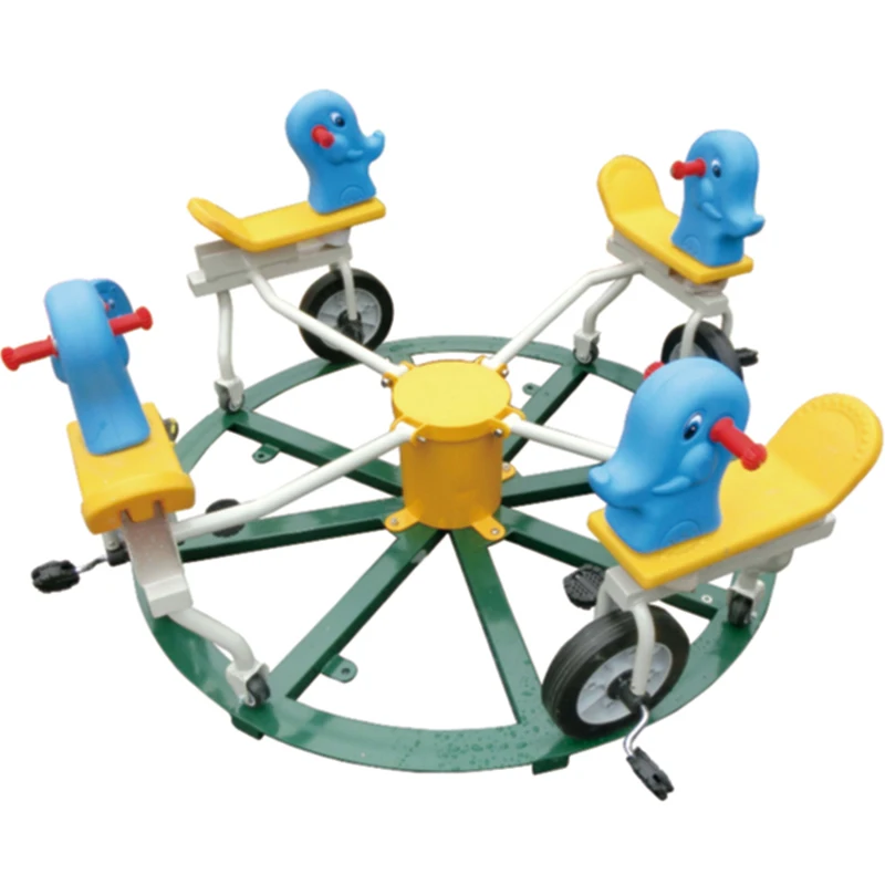 Kindergarten pedal rotating car Large outdoor children's four-person cooperation track rotating car