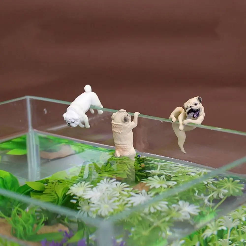 Aquarium Pendant Fall Resistance Fish Tank Dog Ornament Small PVC Dog Miniatures Delicate Cartoon Outside Scene