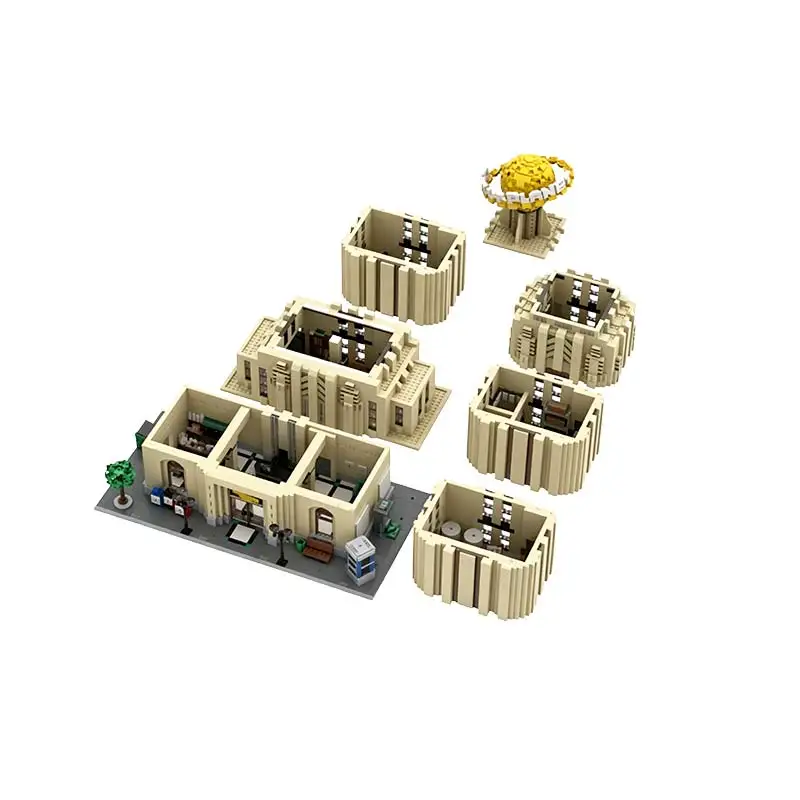MOC City Newspaper Building Blocks Set Modular Street View Planet Office Tower Architecture Model DIY Bricks Toy Gift Adults