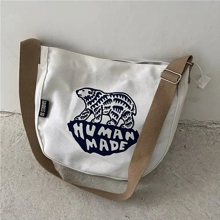Human Made Slub Cotton Loose Tee Unisex Couple Streetwear Black White