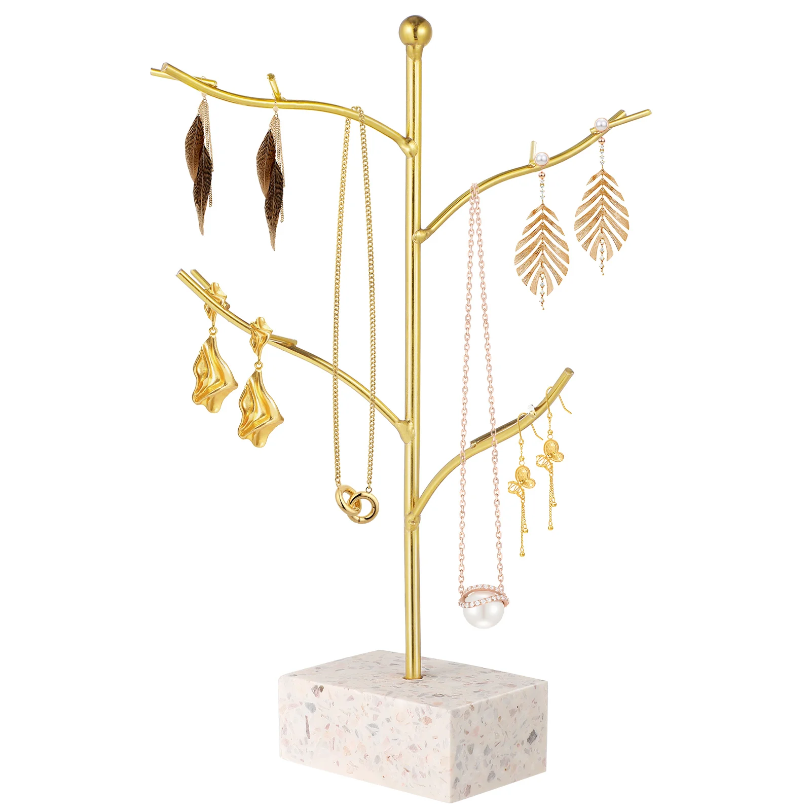 

1pc Jewelry Display Stand Hanging Earring Holder Resin Alloy Material Necklace Bracelet Rack Organizer Tree Design Small