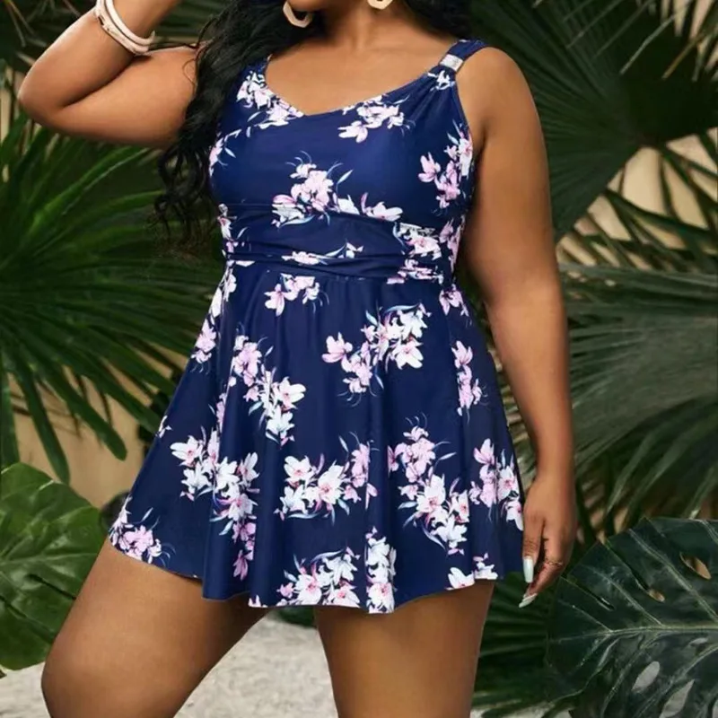 Plus Size Swimsuit 2024 Woman Tankini Two-Piece Swimwear Women Tummy Control Beachwear Bathing Suit High Waist Swimdress Bikini