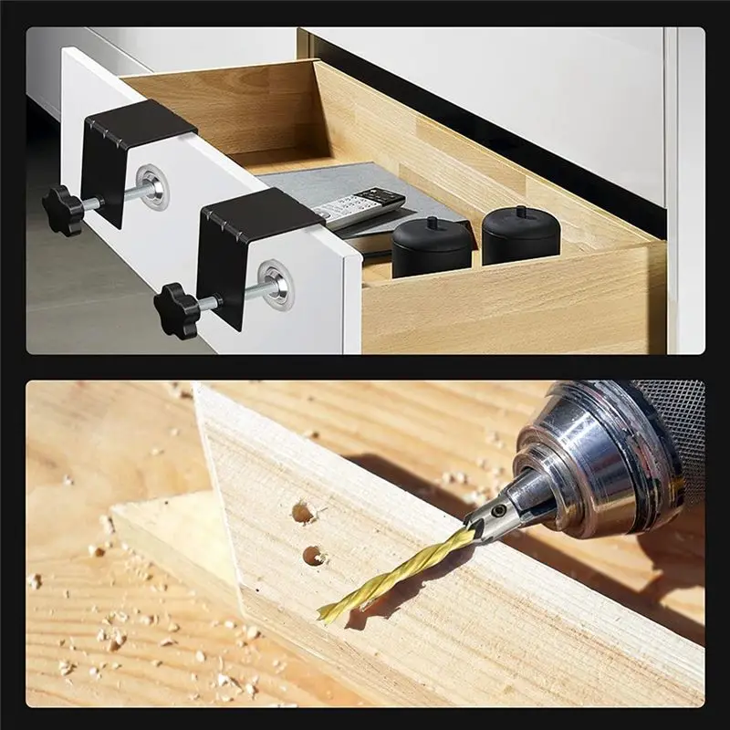 

A58Z 4Pcs Universal Cabinet Hardware C Clamp with Countersink Drill Bits Set, for Woodworking Cabinet Door Installation Pulls