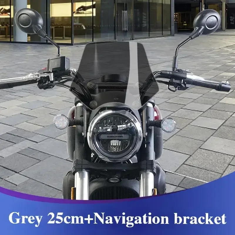 For QJMOTO SRV300 Motorcycle Windshield Accessories, With Mobile Phone Navigation Bracket, Windshield Protection Cover Deflector