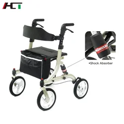 HCT-9123D Wholesales Aluminum Patient Health Care Walking Aid Senior Rollator Walker with Handle and Brakes for Elderly