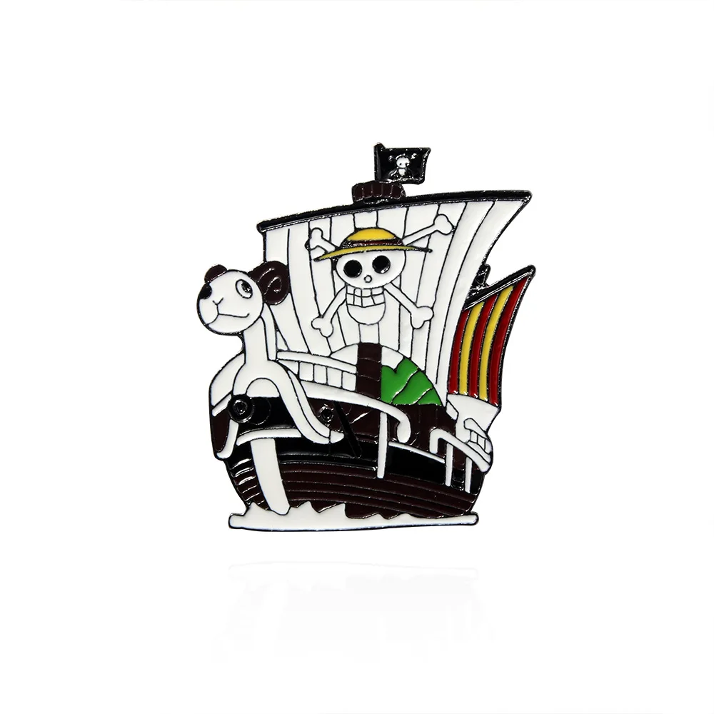 Anime One Piece Boats Brooches Going Merry Thousand Sunny Ship Metal Keychains Badges Pins Emblem Bag Collar Accessories Figure