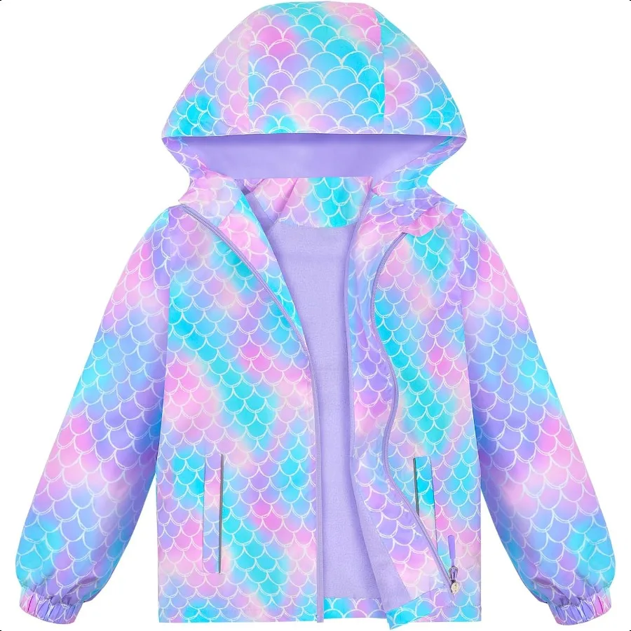 

OlyPegic дождевик для девочек водонепроницаемая легкая ветровка с капюшоном на флисовой подкладке ветрозащитные куртки плащи