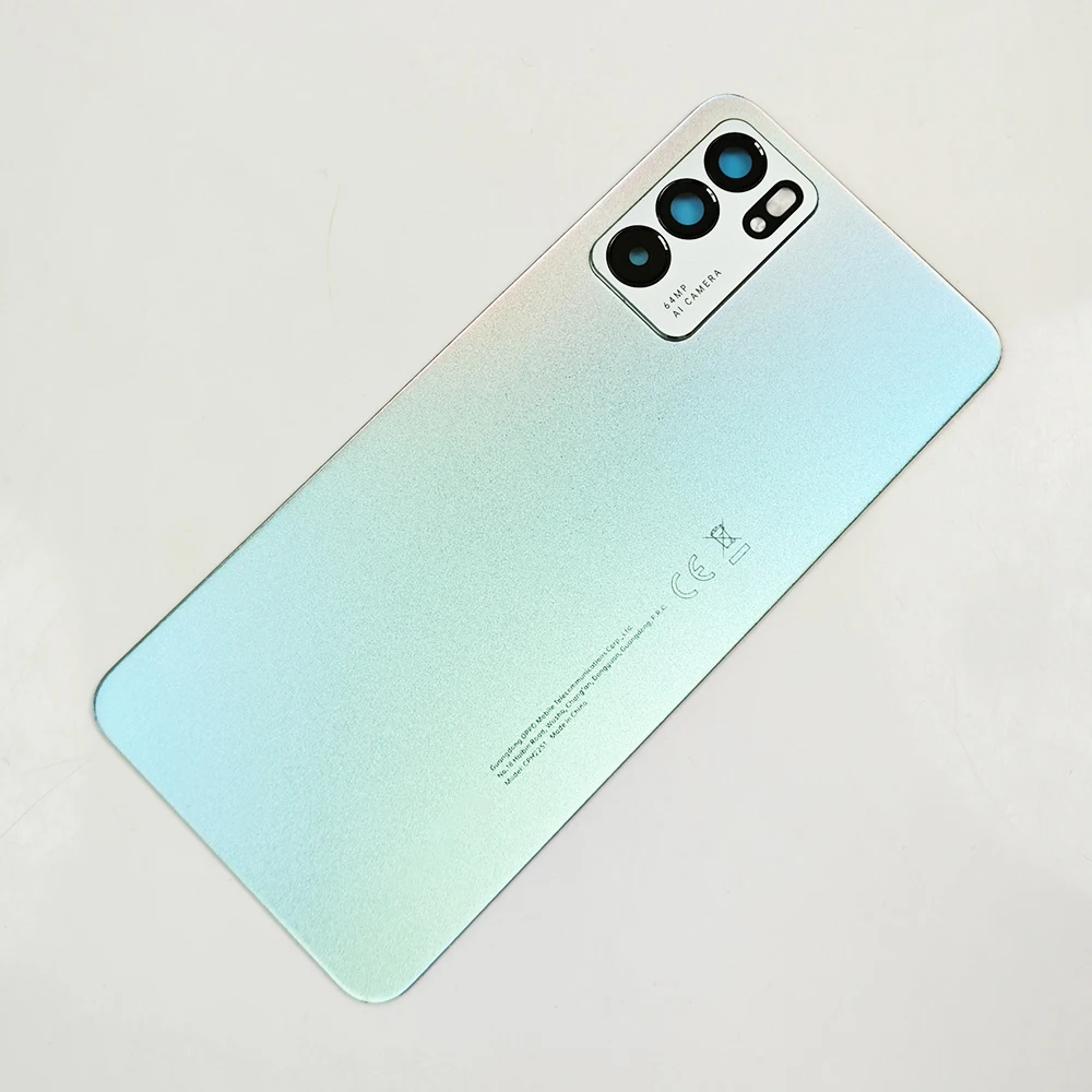 Reno 6 A +-Cubierta trasera de cristal para Oppo Reno6 5G, carcasa trasera, carcasa de batería de repuesto, con lente de cámara