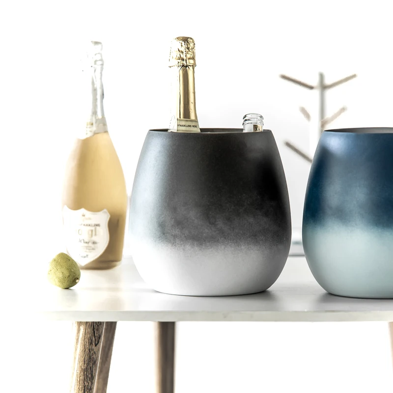 

Fashion gradient champagne barrel stainless steel ice bucket creative eggshell ice bucket home bar ktv beer ice bucket ornaments