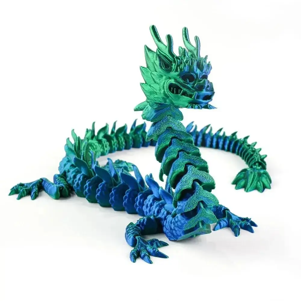 Crystal 3D Printed Crystal Dragon Poseable Joints Flexible 3D Printed Dragon Chinese Style Rotatable 3D Articulated Dragon Toys