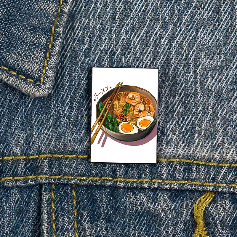 Fashion Japanses Ramen Noodles Bowl Printed Pin vintage Brooches Shirt Lapel teacher Bag Cute Badge Cartoon pins for Lover Girl