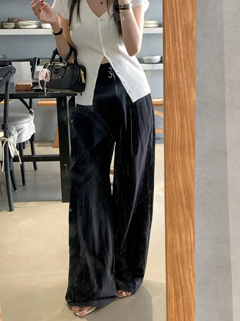 

High Waist Wide Leg Casual Pants Loose Drawstring Trousers Comfortable Korean Style Women's Spring Autumn Winter Fashion