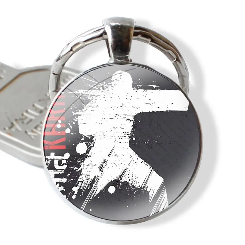 Oyama Kyokushin Karate Keychain Handmade Glass Cabochon Key Ring Holder Pendant Key Chains