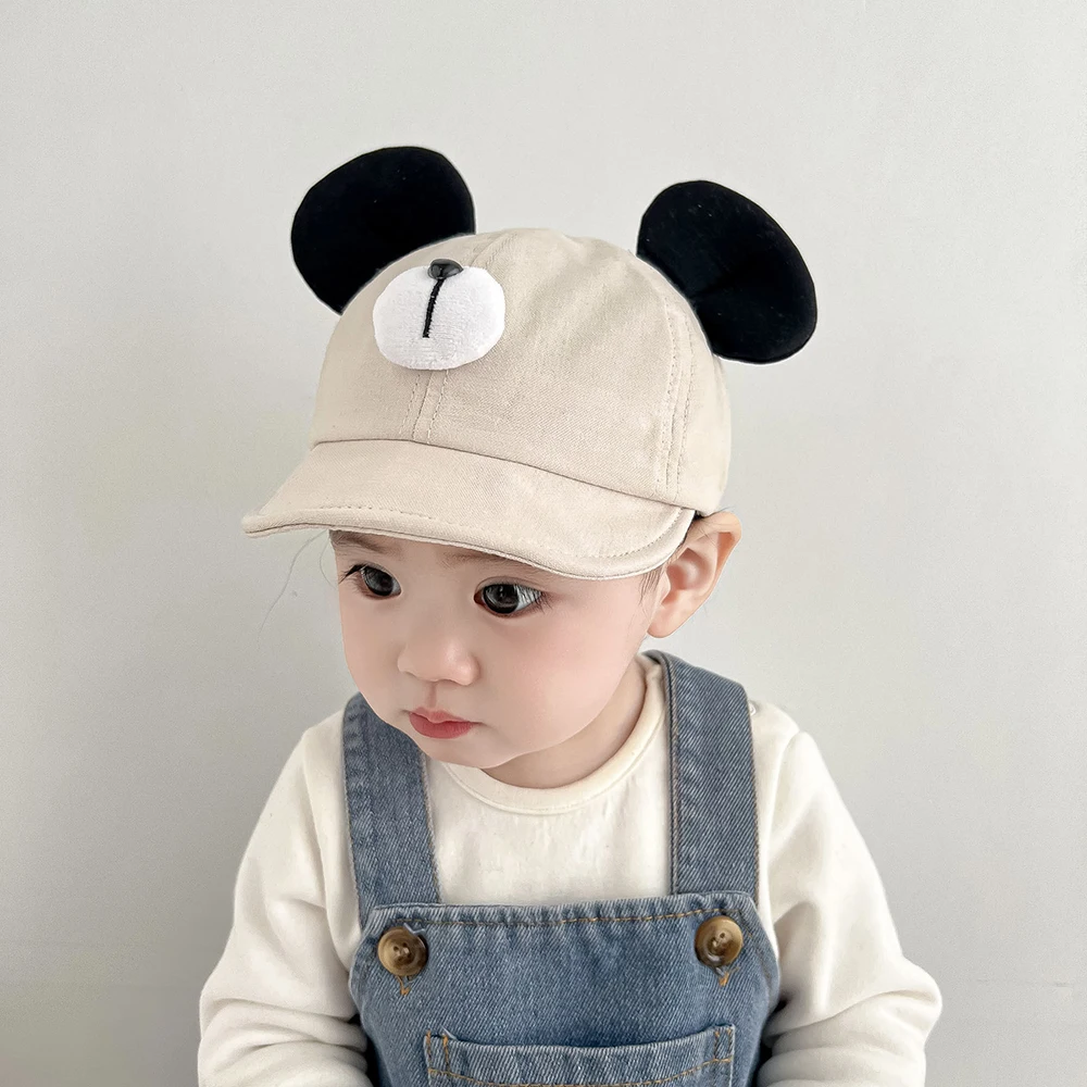 Junyeh Infant Hat Spring Super Cute Big Ears Bear Caps Soft Brim Baby Sunshade Baseball Cap For Kids 5-24 Month