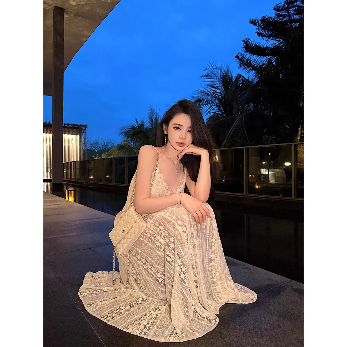 ชุดเดรสแขนกุดสำหรับผู้หญิง ชุดเดรสสำหรับงานแต่งงาน งานปาร์ตี้ ฤดูร้อน ผ้าชีฟอง แต่งแอพพลิเค ปักลาย จับจีบ รูดเชือก แต่งระบาย สำหรับสาวออฟฟิศ