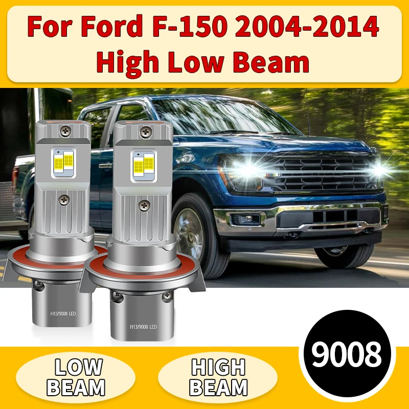 

2 шт. 60 Вт 9008 светодиодная лампа Canbus без ошибок с турбонаддувом H13 30000LM светодиодная лампа дальнего/ближнего света белого цвета для Ford F-150 2004-2014