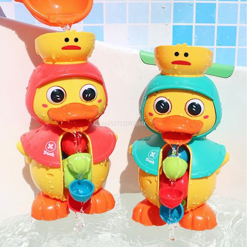 

2024 Cute Duck Baby Shower Bath Toys Children Water Play Spinner with Suction Cup Waterwheel Games for Kid Bathroom