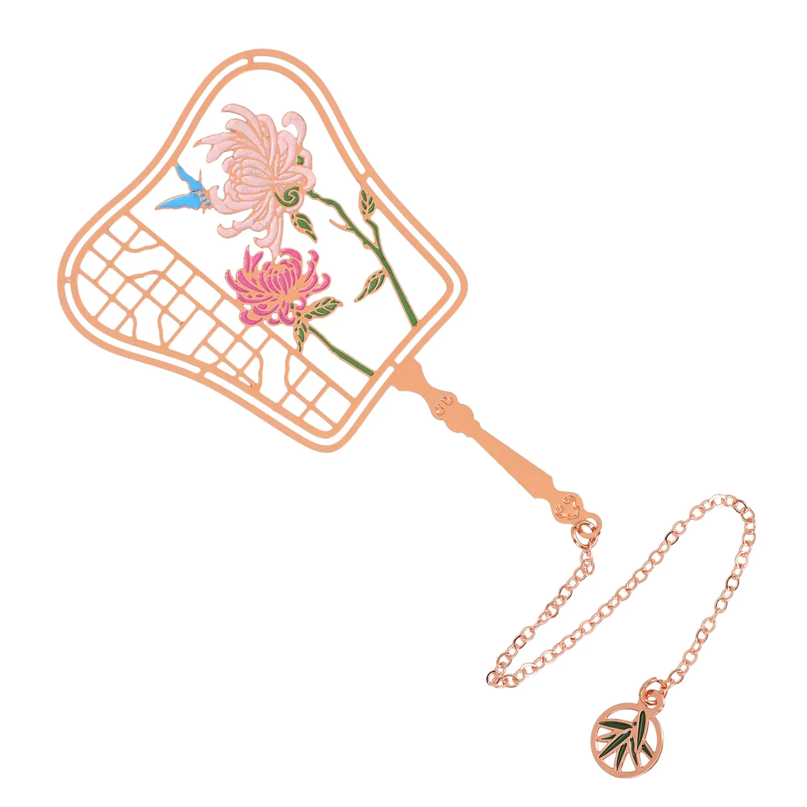 Chinese Style Fan Retro Bookmark Student Palace Creative Gift Unique Metal Reading