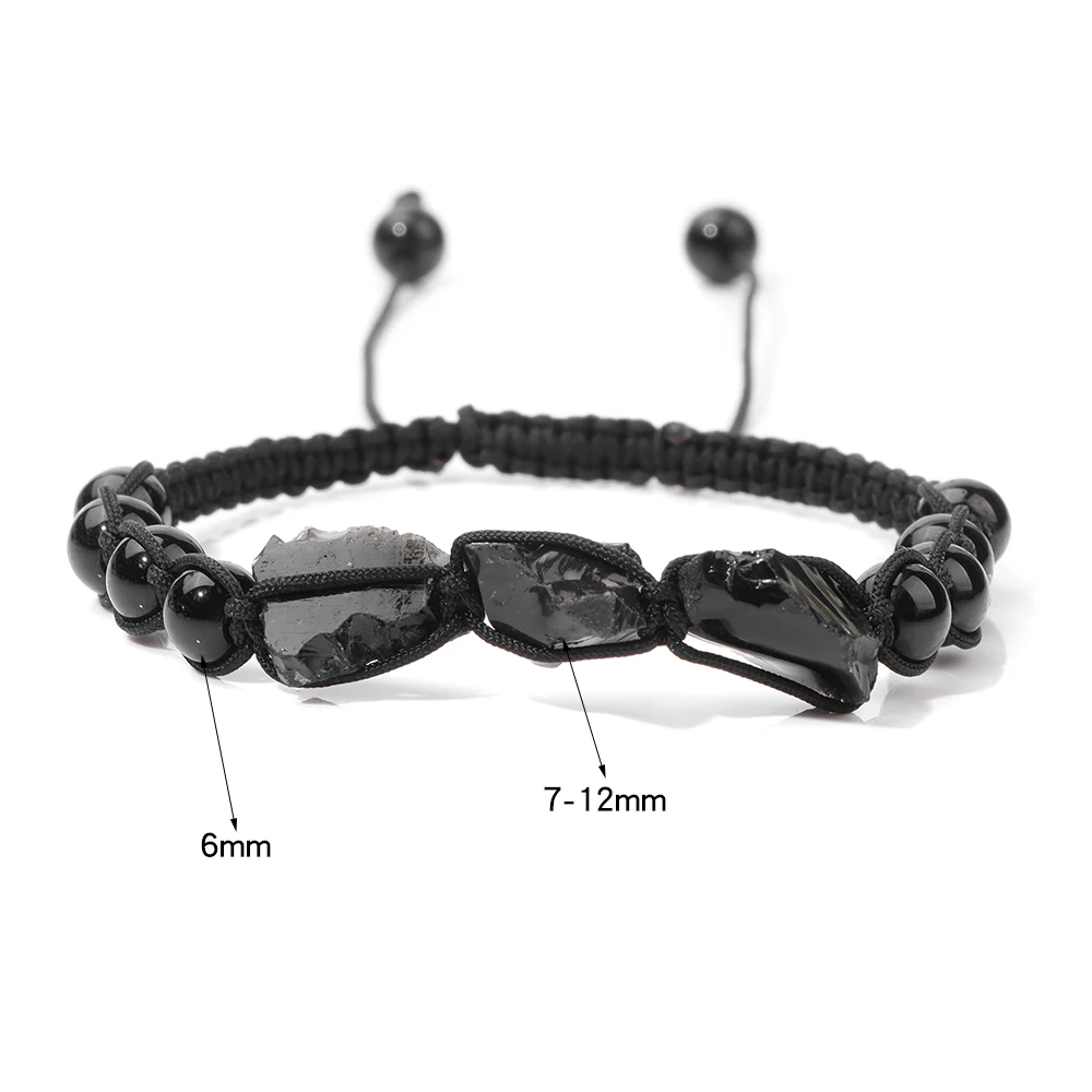 Natural Stone Obsidian Beads Bracelets Irregular Quartz Crystal Gravel Chips Beaded Charm Bracelets for Women Men Jewelry Gift