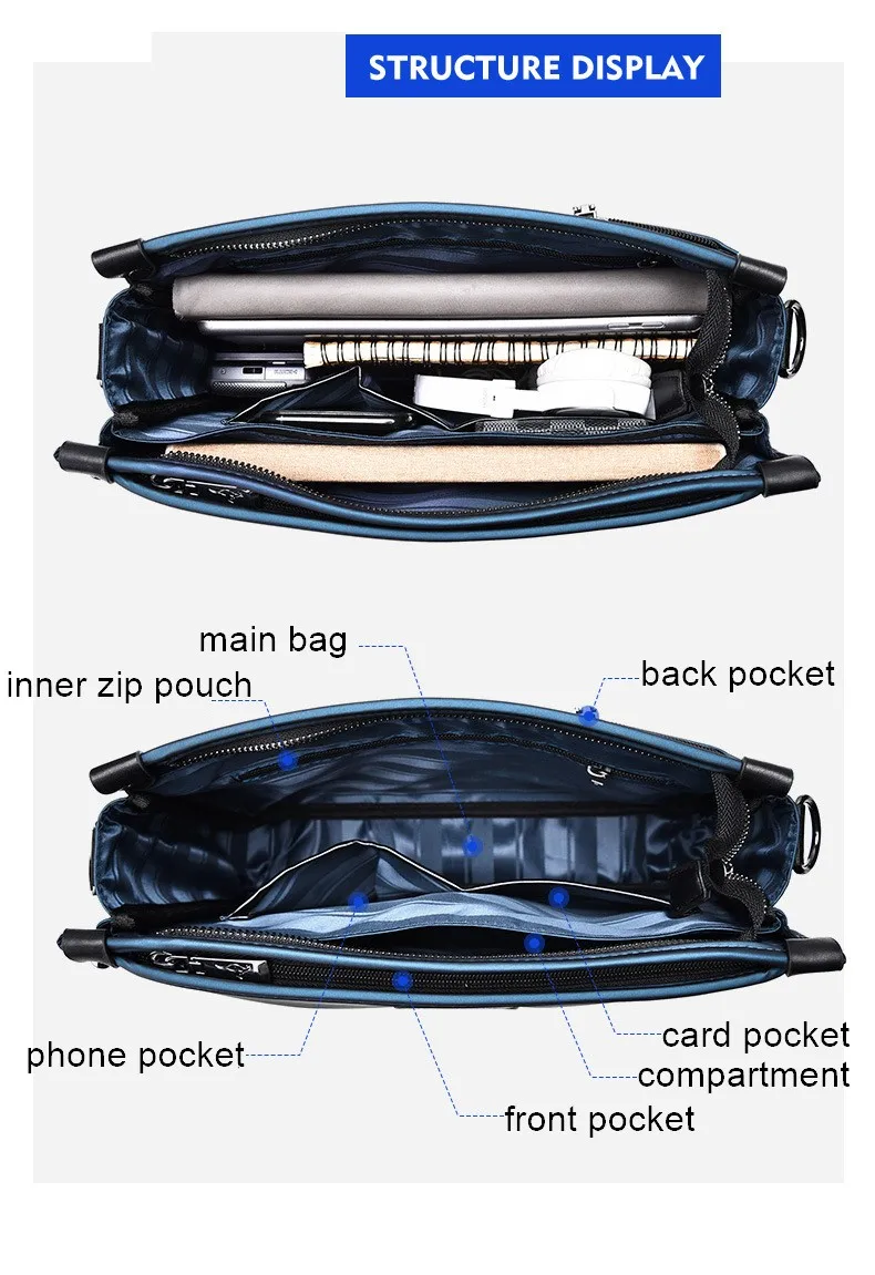 Waterproof Briefcase Oxford Cloth Men's Shoulder Bag Casual Crossbody Sling Bags Durable Men's Accessory