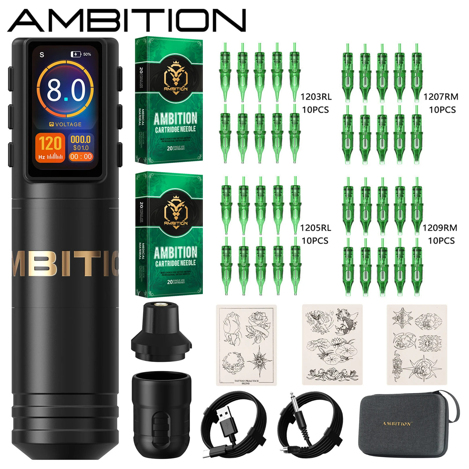 

Беспроводная тату-машинка Ambition Stroke 3.5mm Ninja Max+ с бесщеточным мотором, мощная модернизированная модель с двумя кнопками и аккумулятором 2000 мАч