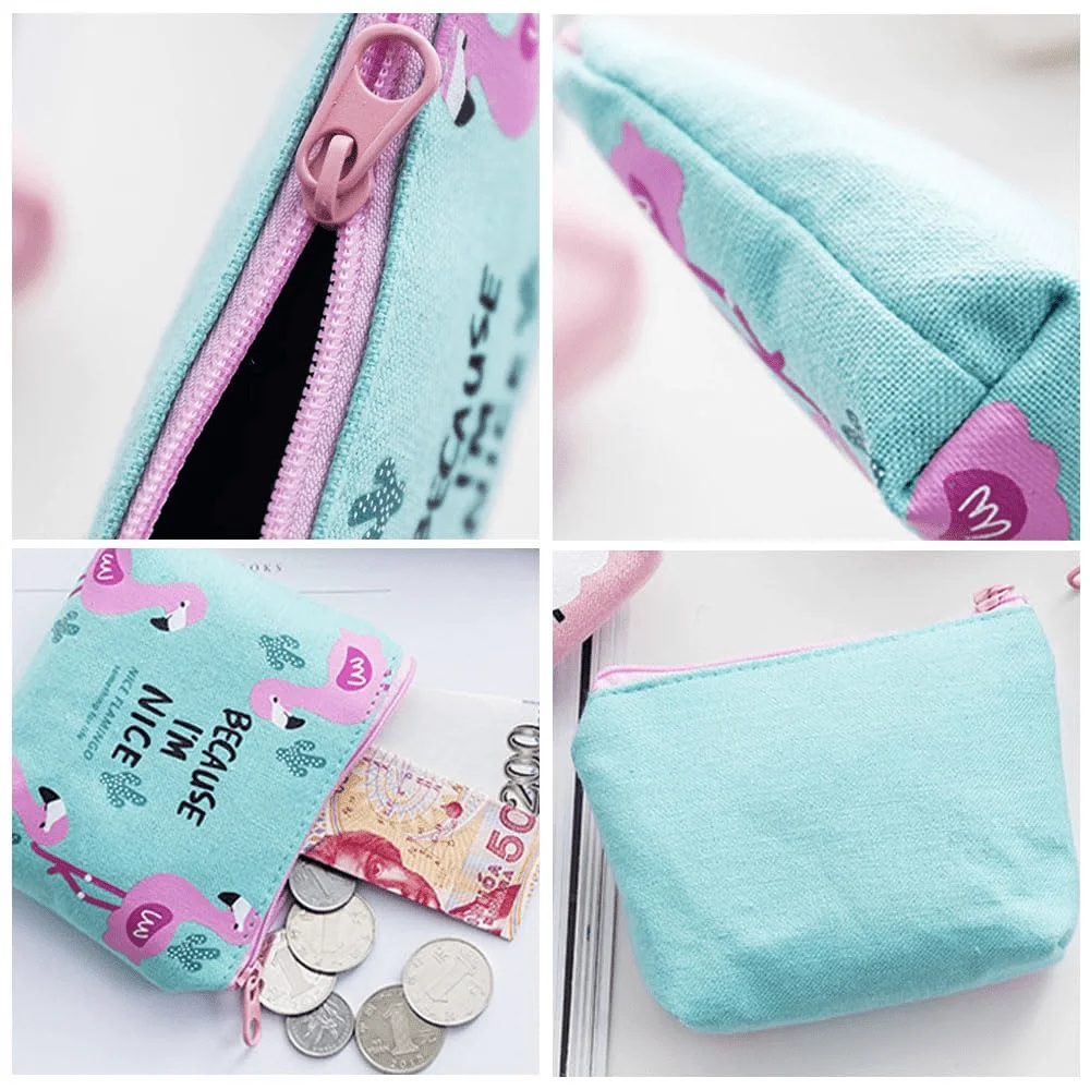 

Canvas Zipper Bag, Coin Wallet, Small Cosmetics Lipstick Storage Bag, Flamingo Makeup Bag, Valentine's Day Gift, Graduation Frie