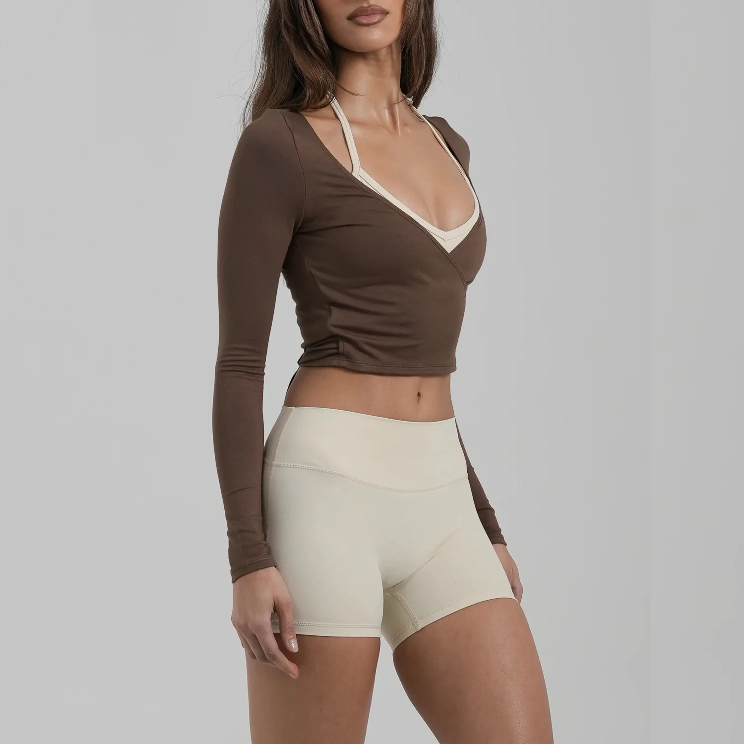 New Cross Tie Hoodie Cardigan Women's Matte Light Skin Sports Fitness Long Sleeve Top 2026
